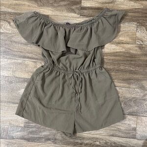 Rue21 Khaki Off-Shoulder Jumpsuit
